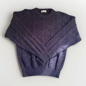 Vintage Cattivo Cable Knit Sweater Men's M Purple Speckled Wool Blend